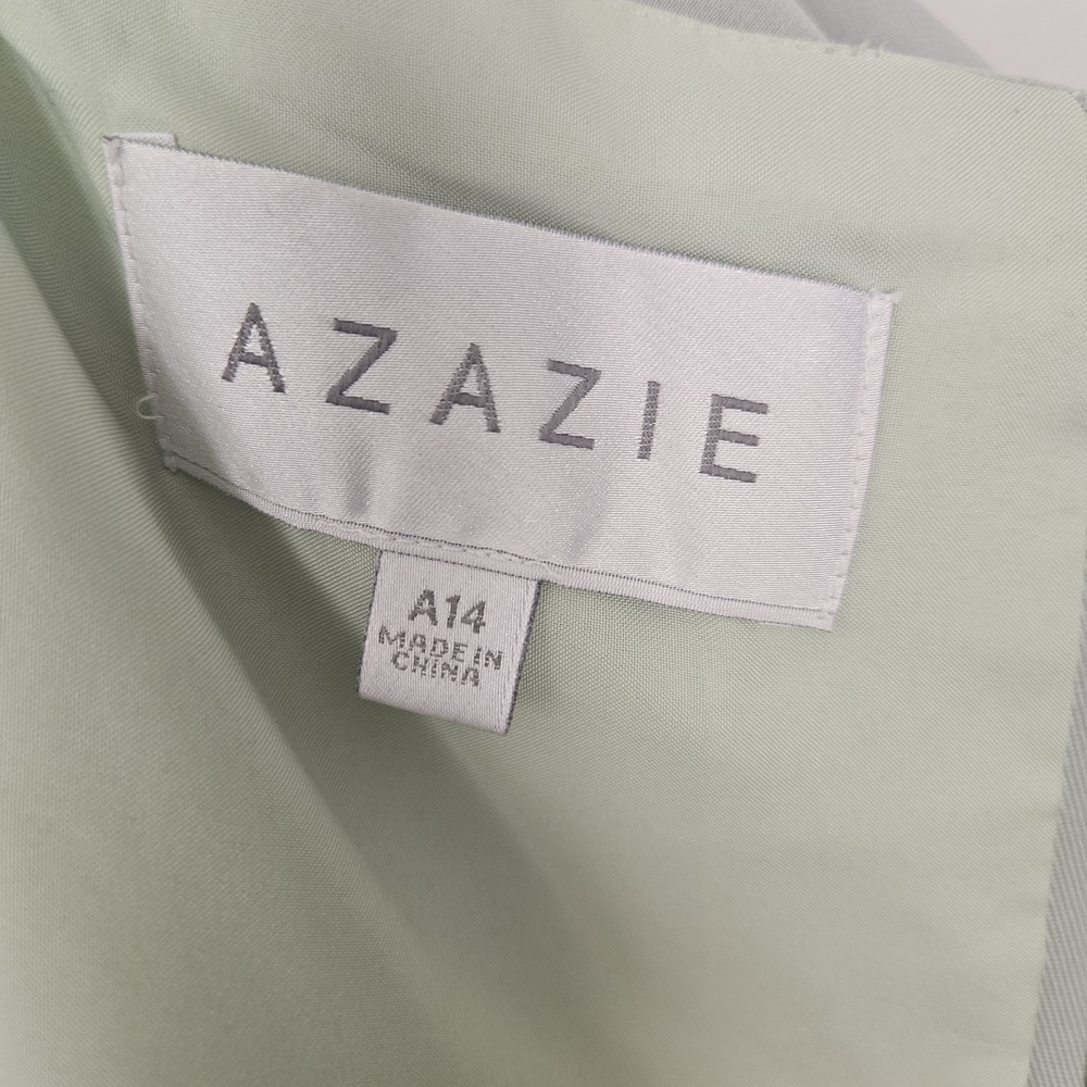 Azazie Maternity Dusty Sage Ruffle Sleeve Maxi Dress Size A14 - Picture 6 of 8